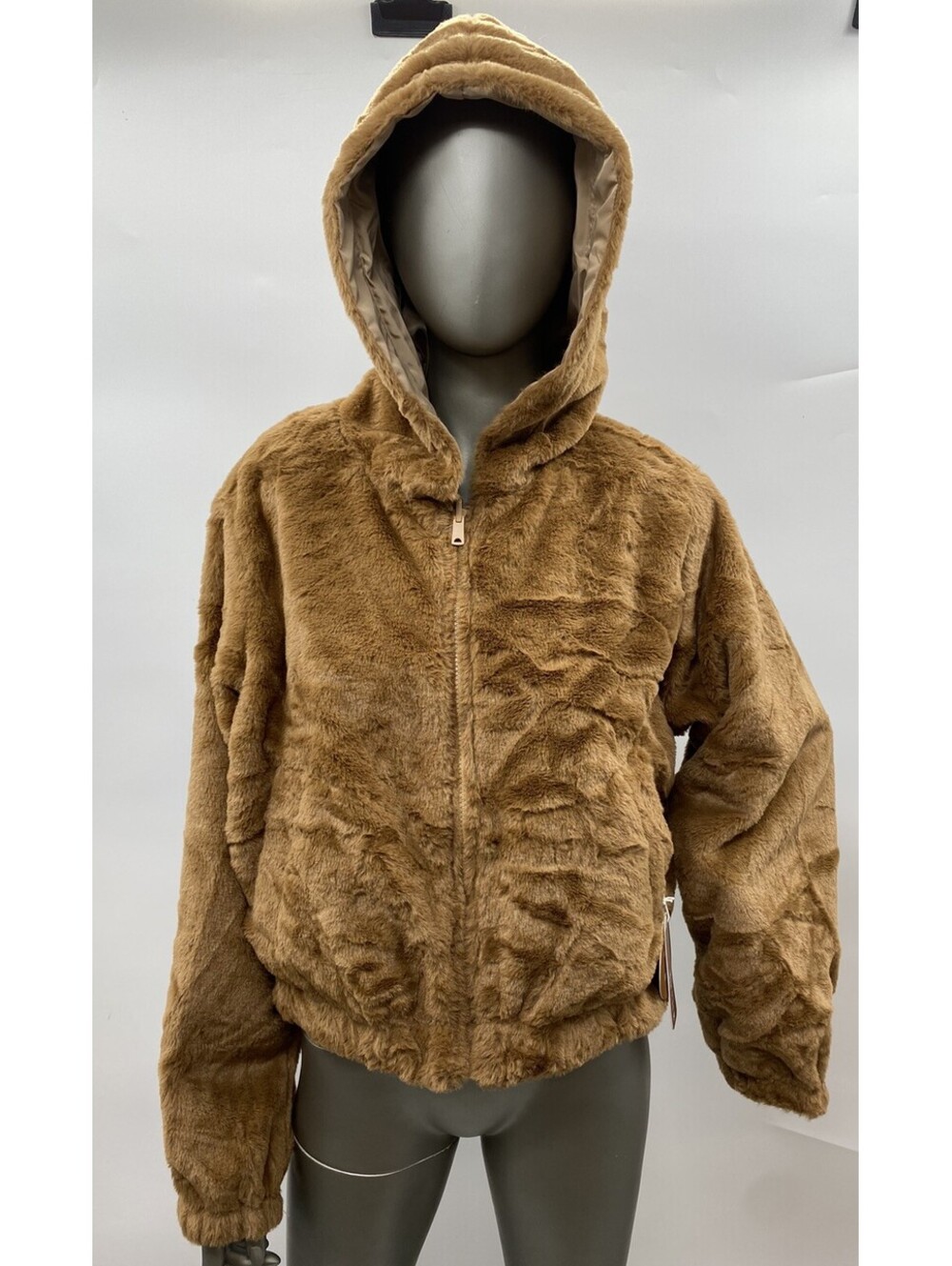 NWT Women’s Love Tree Faux Fur Full Zip Reversible jacket color brown size L